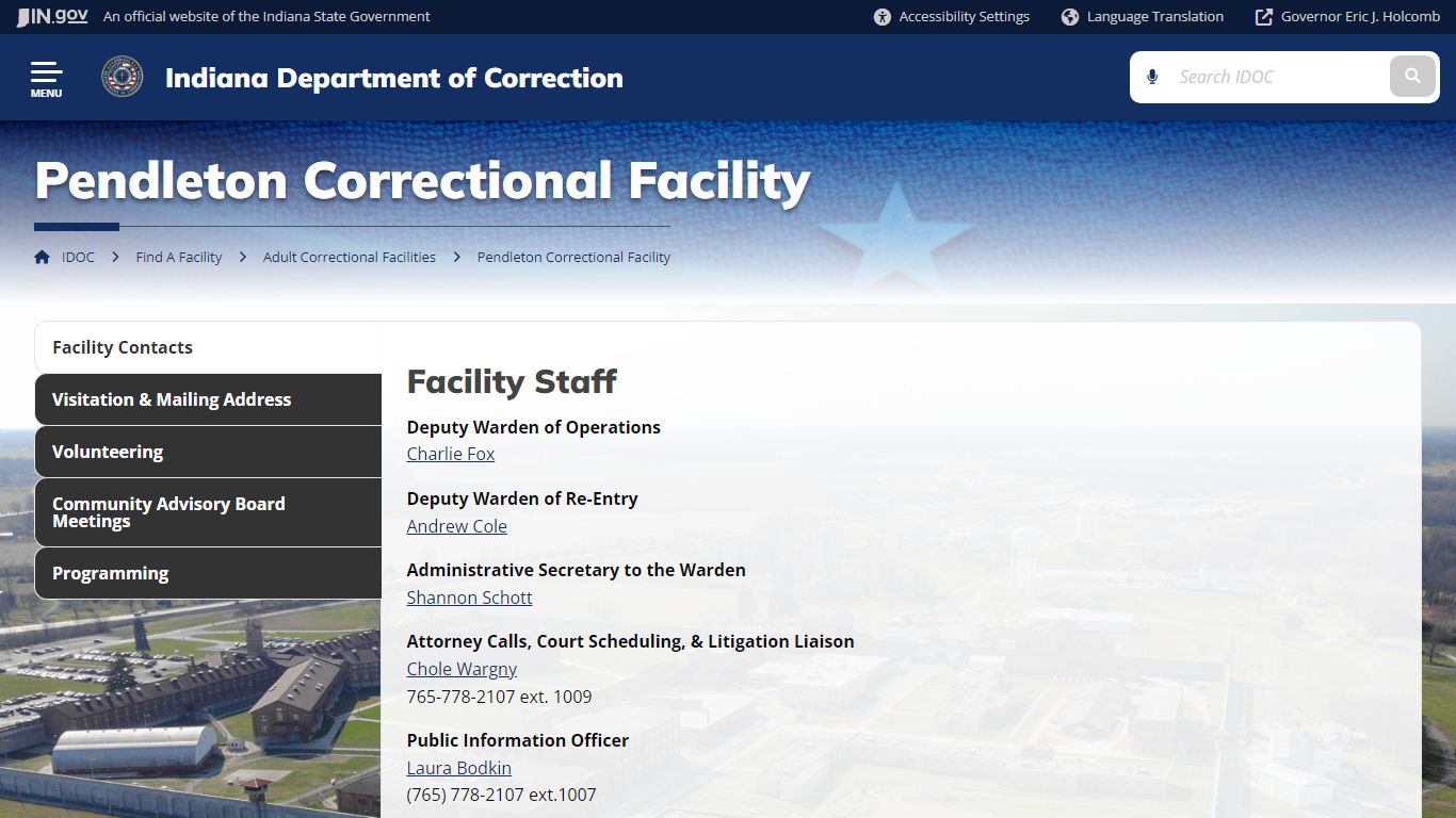 IDOC: Pendleton Correctional Facility - IN.gov