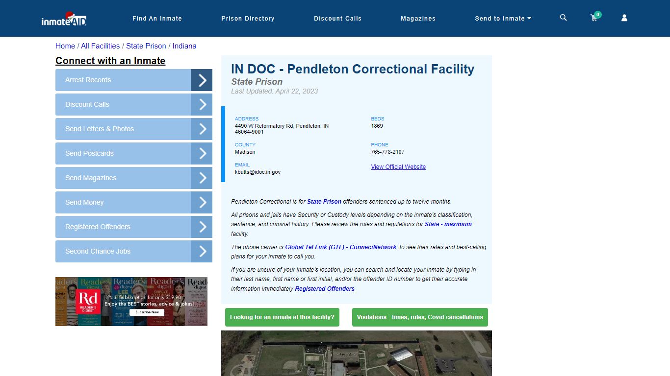 IN DOC - Pendleton Correctional Facility & Inmate Search | Visitation ...